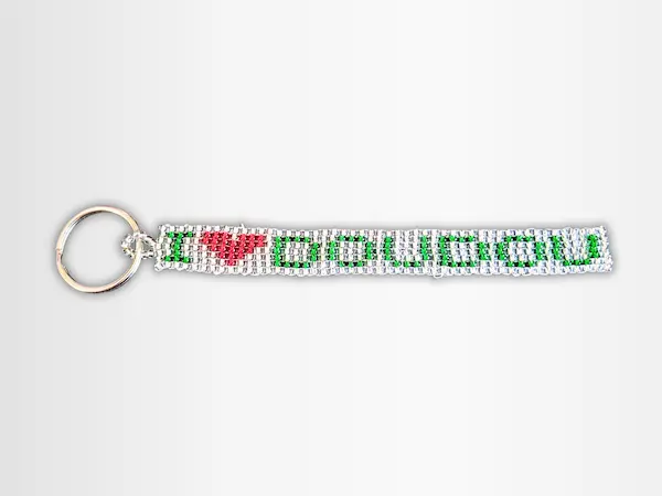 Porte-clefs Doudou en perles de rocailles